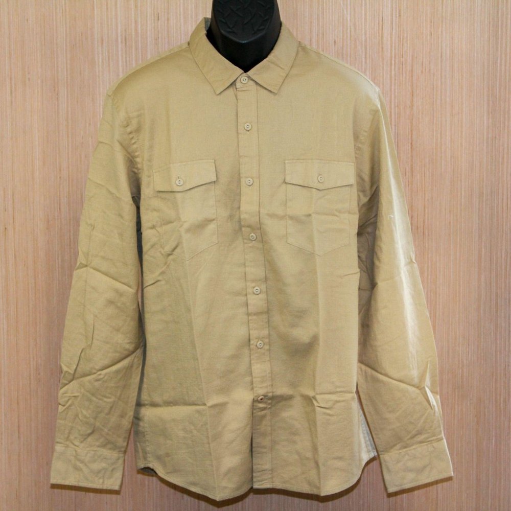 Standard-Fit Long-Sleeve Ripstop Dobby Shirt - L
